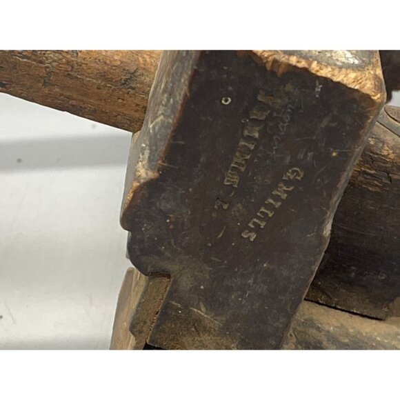 antique wood working tool plane g mills brass fittings stamped 8x9x4" READ - Picture 4 of 8